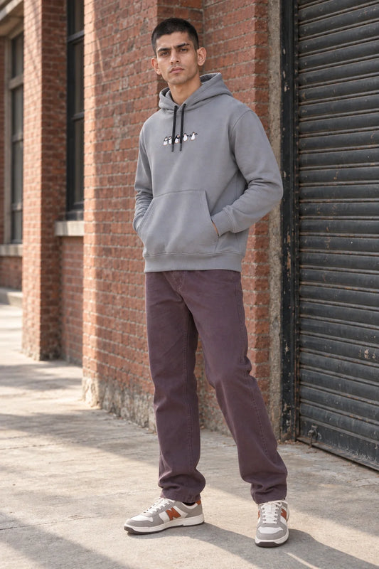 KLOVI Grey Embroidered Hoodie