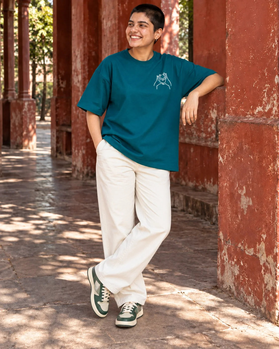 KLOVI Teal Embroidered Tee 1
