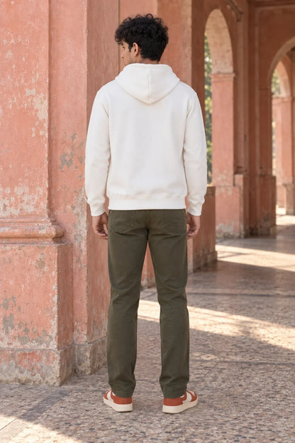 KLOVI Cream White Embroidered Hoodie