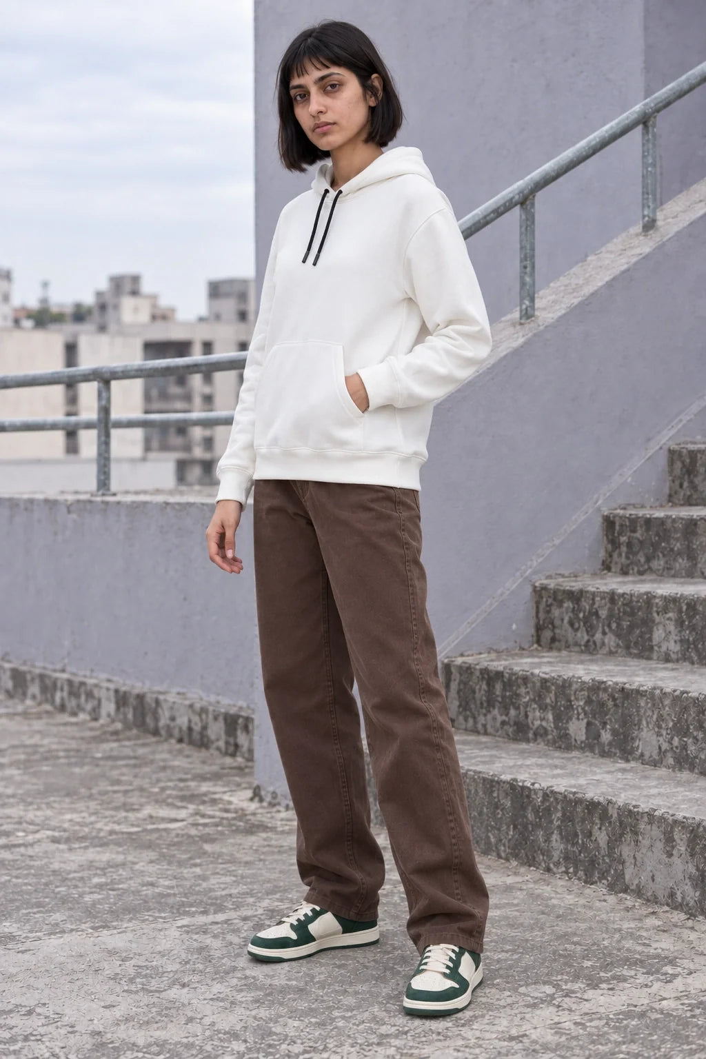 KLOVI Cream White Plain Hoodie