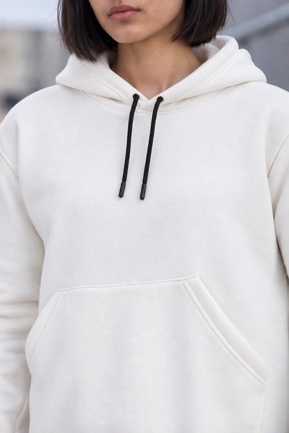 KLOVI Cream White Plain Hoodie