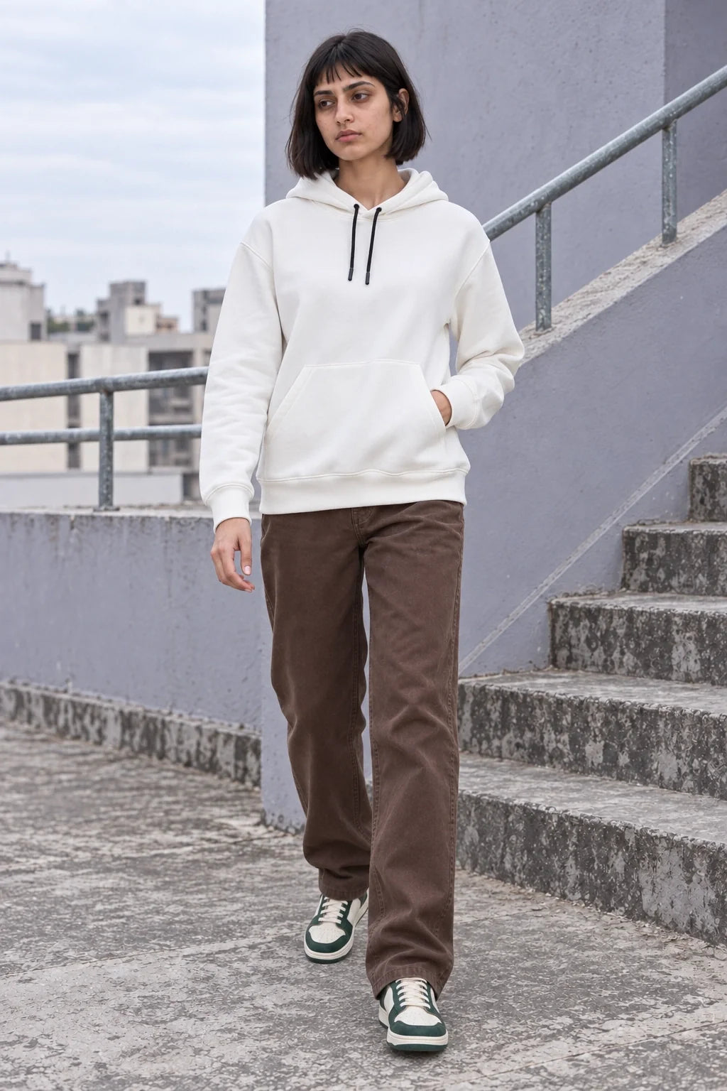 KLOVI Cream White Plain Hoodie