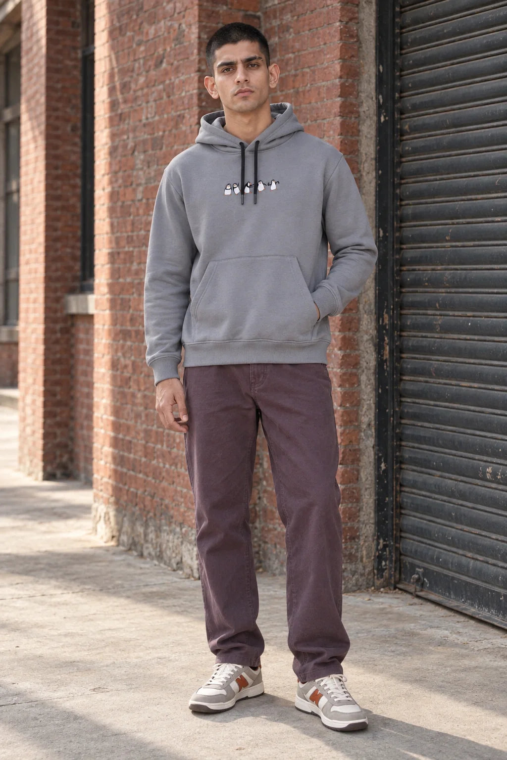 KLOVI Grey Embroidered Hoodie