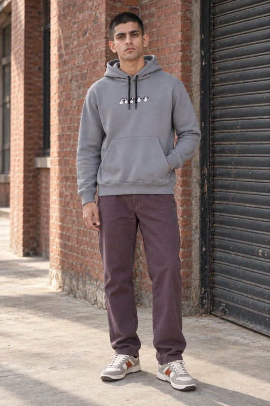 KLOVI Grey Embroidered Hoodie