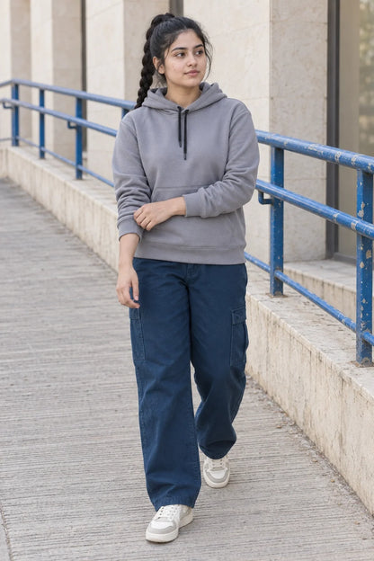 KLOVI Grey Plain Hoodie
