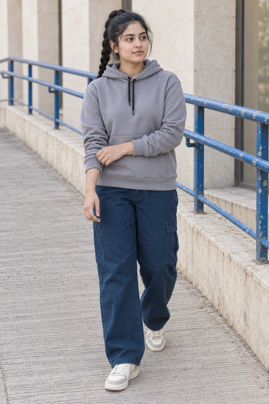 KLOVI Grey Plain Hoodie