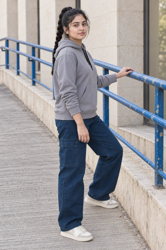 KLOVI Grey Plain Hoodie
