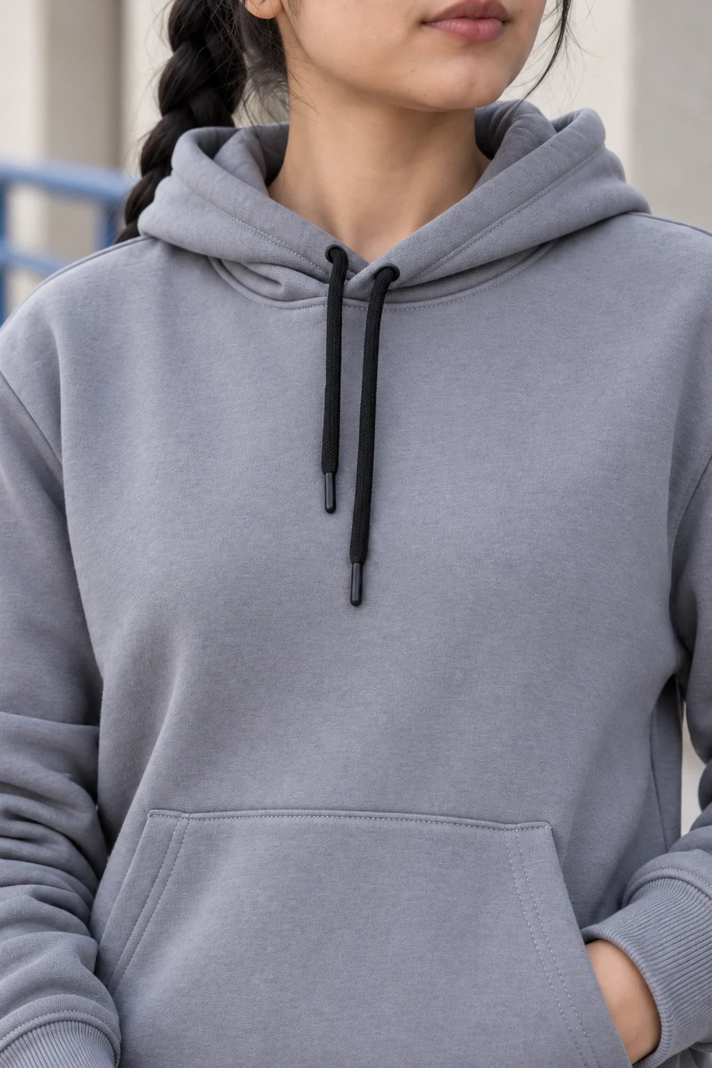 KLOVI Grey Plain Hoodie