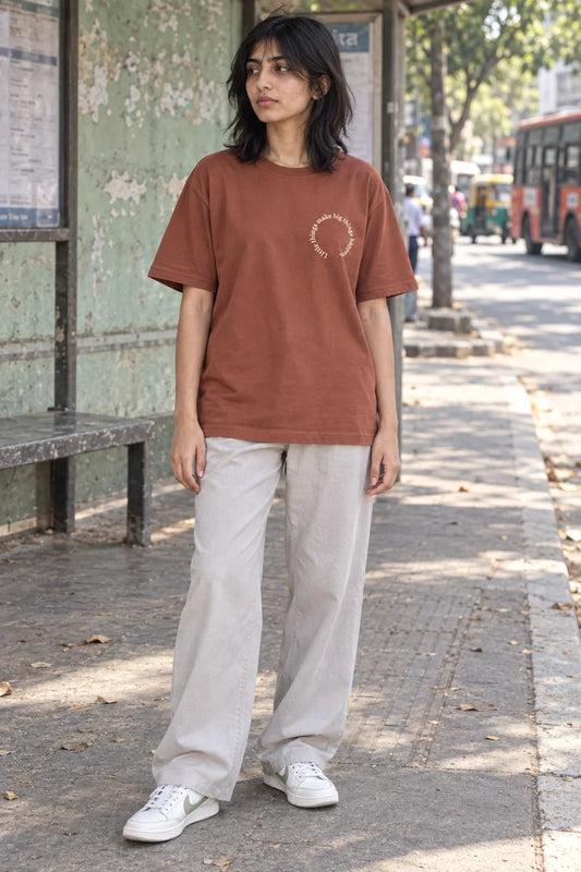 KLOVI Tan Embroidered Tee 1