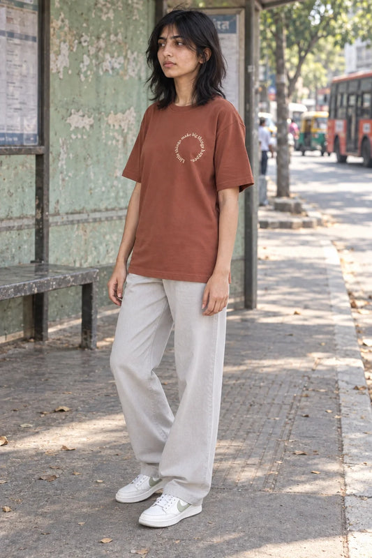 KLOVI Tan Embroidered Tee 1