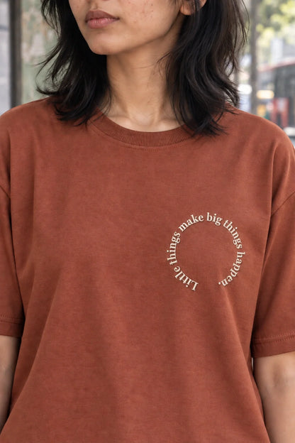 KLOVI Tan Embroidered Tee 1