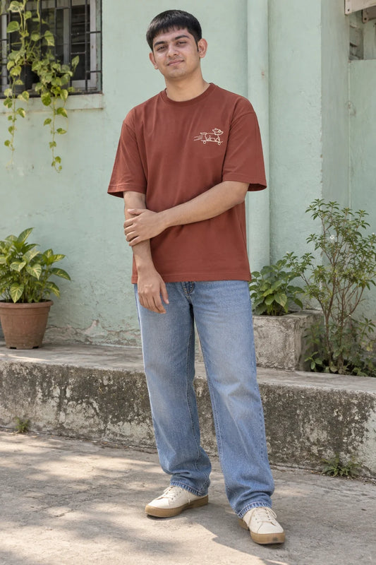 KLOVI Tan Embroidered Tee 2