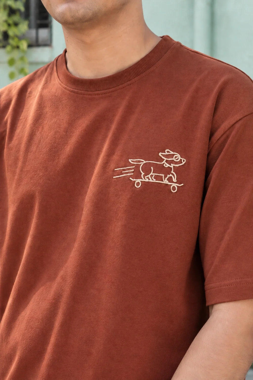 KLOVI Tan Embroidered Tee 2