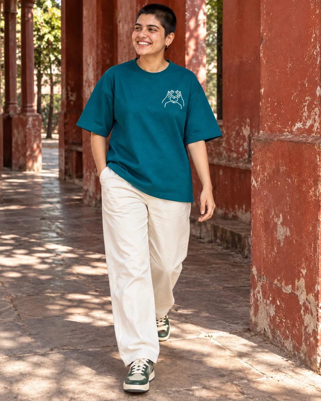 KLOVI Teal Embroidered Tee 1