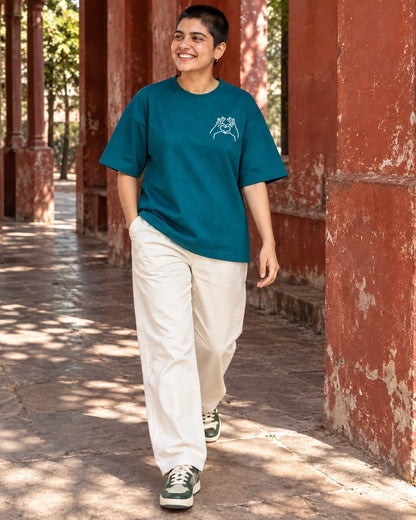 KLOVI Teal Embroidered Tee 1