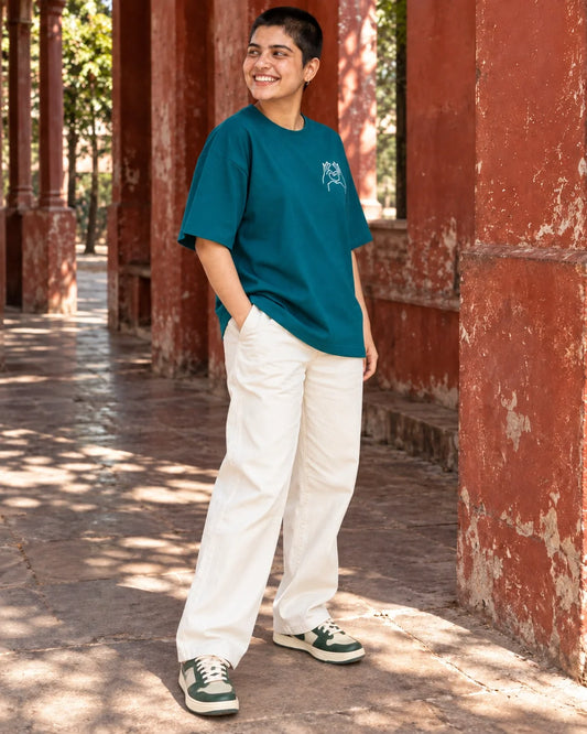 KLOVI Teal Embroidered Tee 1
