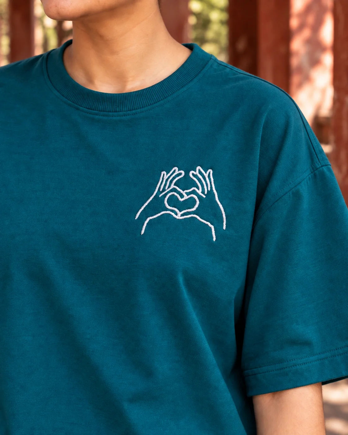 KLOVI Teal Embroidered Tee 1