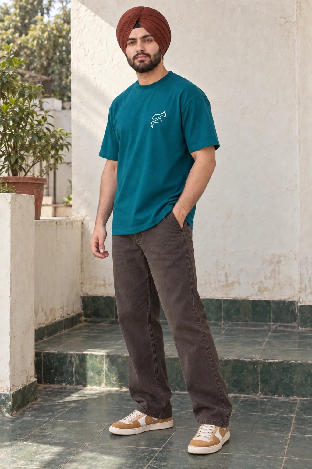 KLOVI Teal Embroidered Tee 2