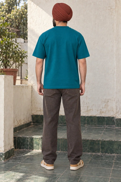 KLOVI Teal Embroidered Tee 2