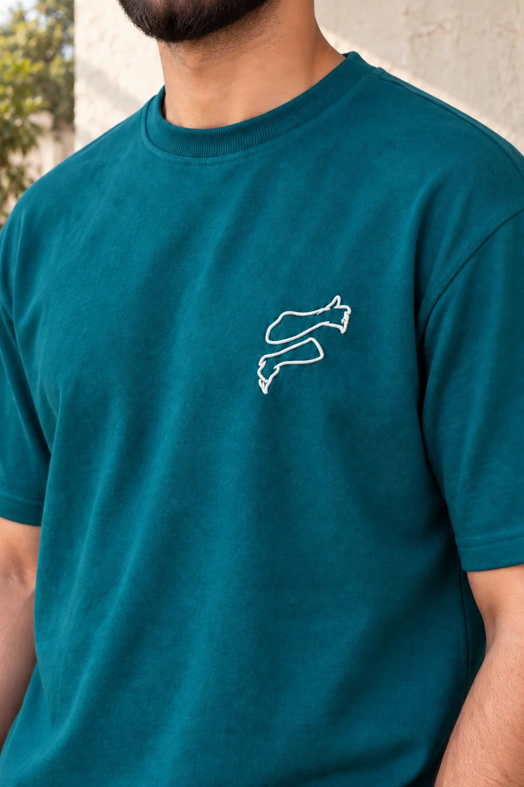 KLOVI Teal Embroidered Tee 2