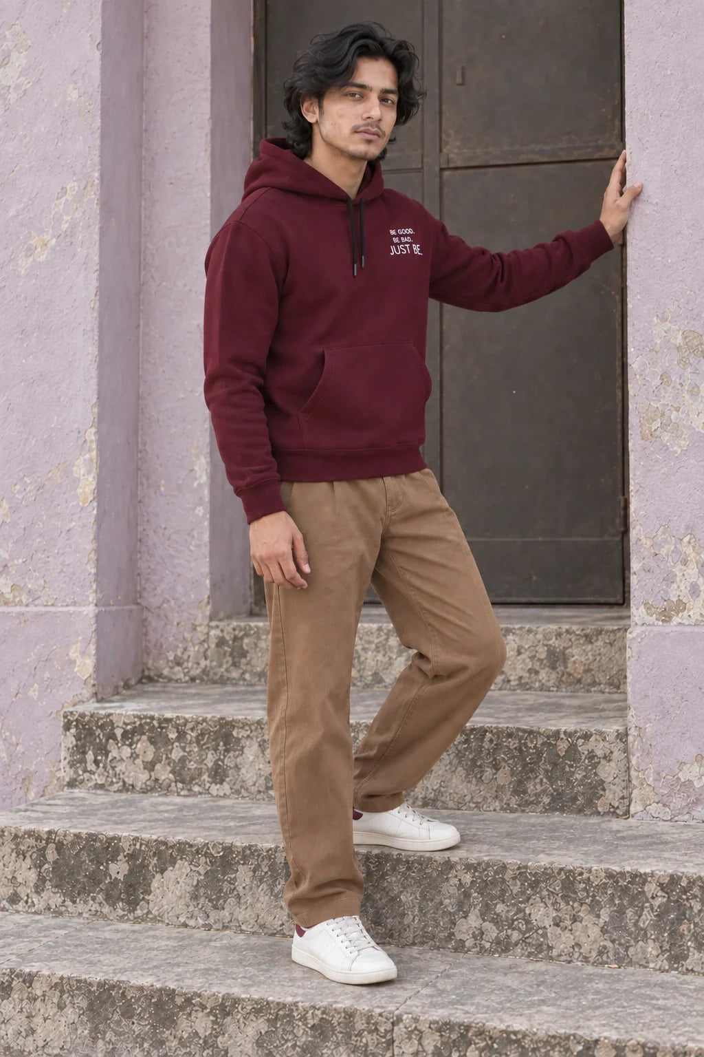 KLOVI Wine Embroidered Hoodie